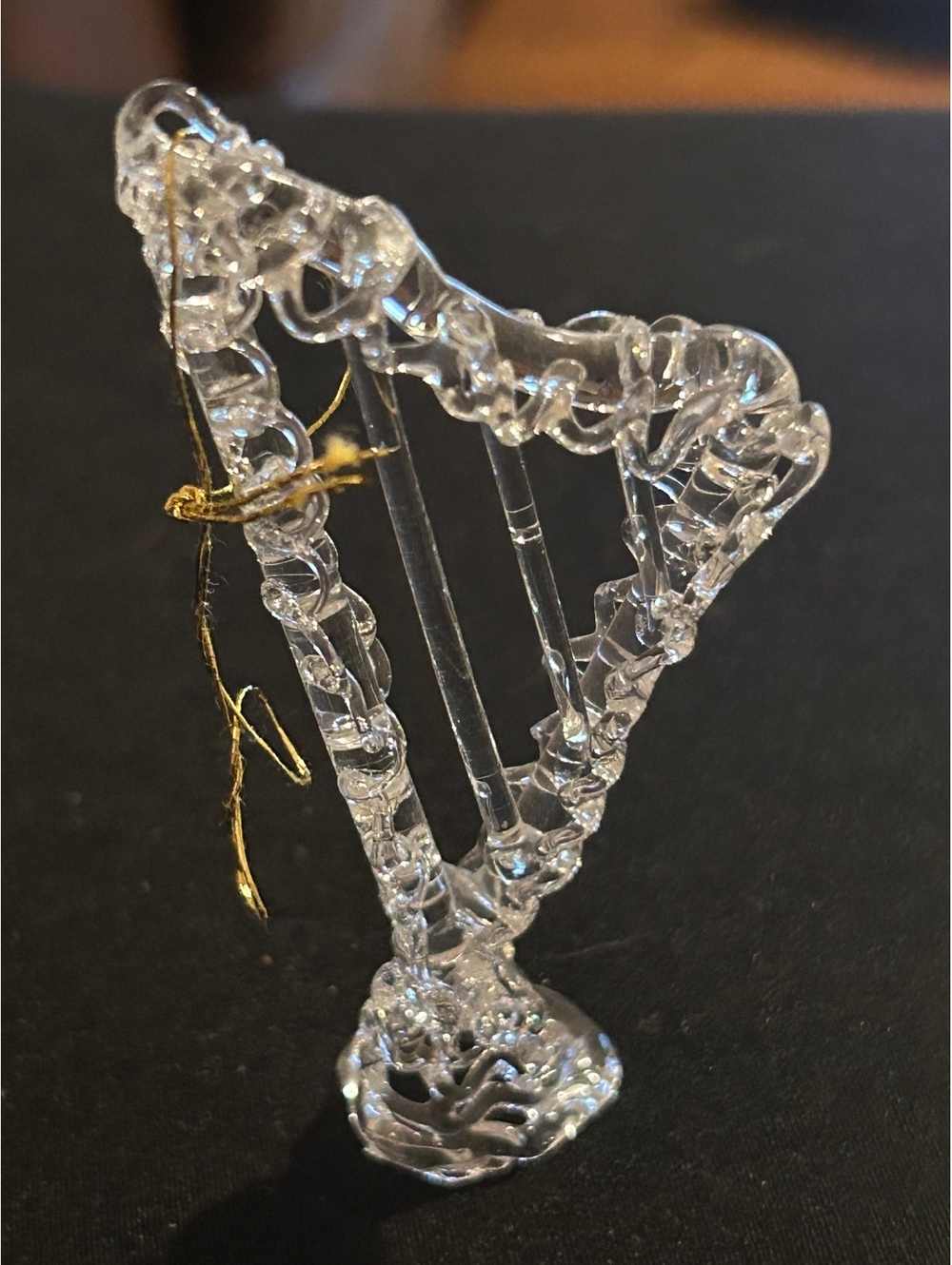 Miniature Glass Harp Figurine Ornament